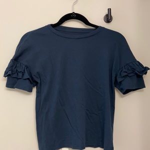 14th and union short sleeve ruffle shirt